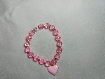 Sweet Pink Heart Children Necklace Bracelet Set Candy Colorful Beaded Girls